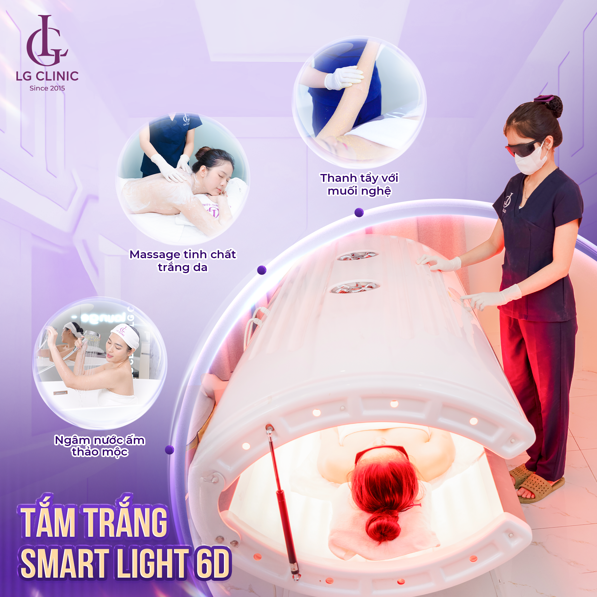 Quy trình tắm trắng tại LG Clinic được xây dựng với 10 bước chuyên sâu