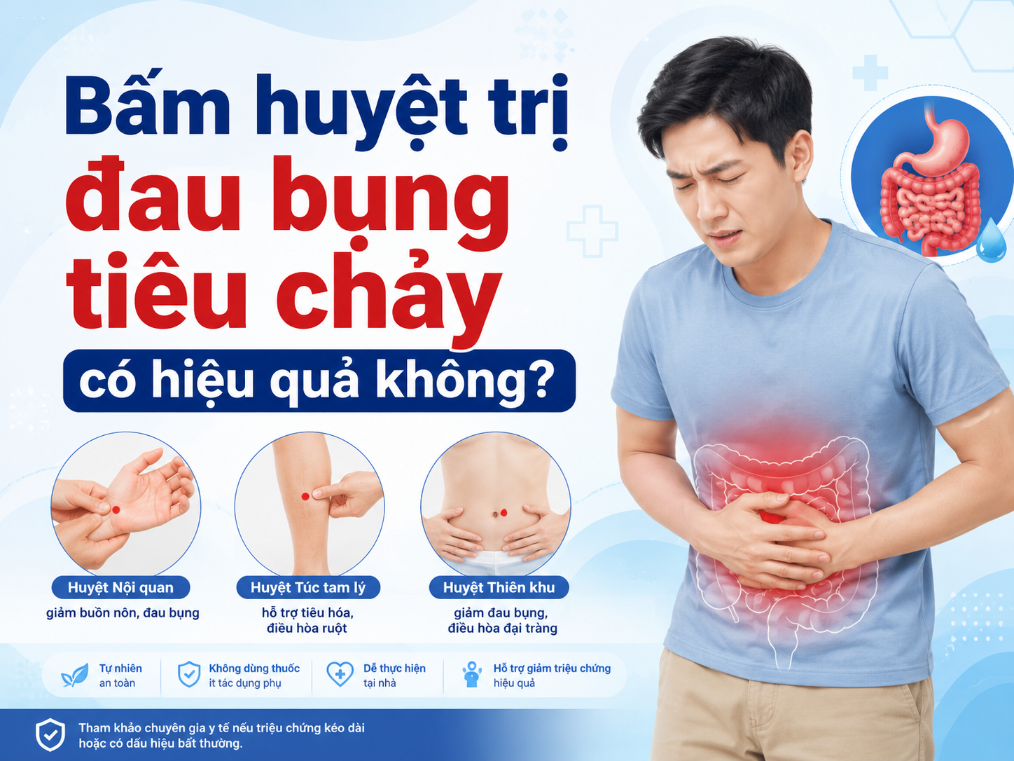 Bấm huyệt trị đau bụng tiêu chảy có hiệu quả không?